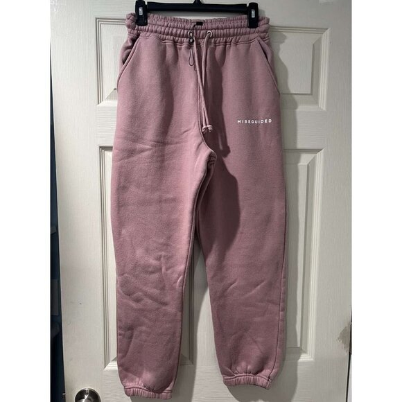 Missguided Women Pants Fleece Warm Joggers  Pink Size  2 - Picture 3 of 12